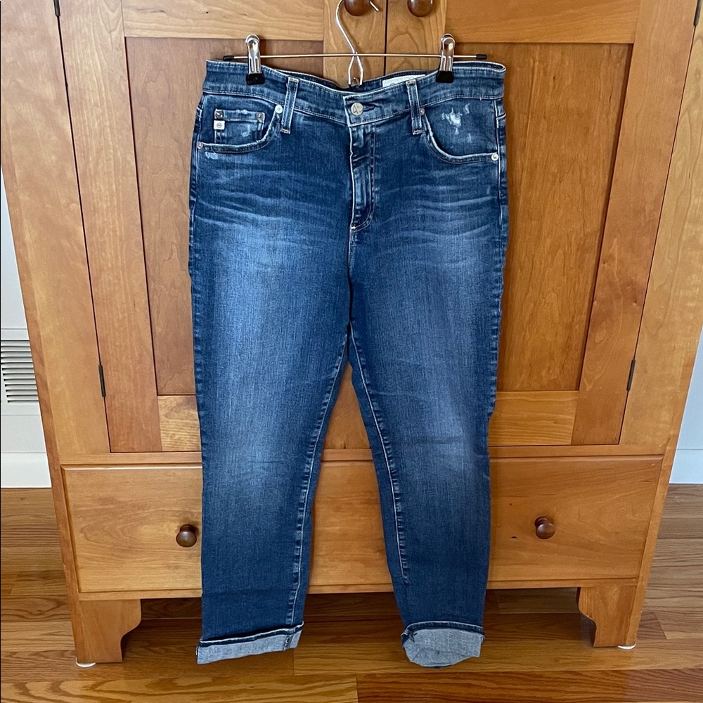 Ag Adriano Goldschmied Boyfriend Jeans in Medium Dark Blue Size 31.